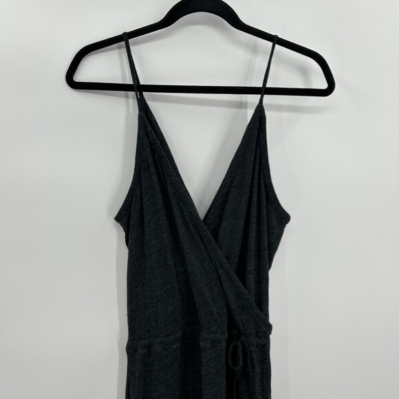 NWT CHASER Dark Gray Faux Wrap Spaghetti Strap Jersey Maxi Dress Size Medium - Picture 3 of 6
